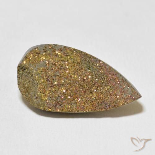 Pirita arco-íris Multicolorido Natural 14.35ct, Formato de pêra, Opaco