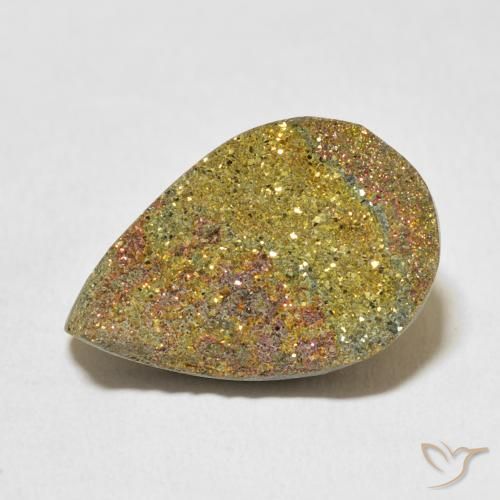 Pirita arco-íris Multicolorido Natural 12.94ct, Formato de pêra, Opaco