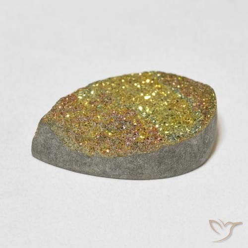 Pirita arco-íris Multicolorido Natural 12.94ct, Formato de pêra, Opaco