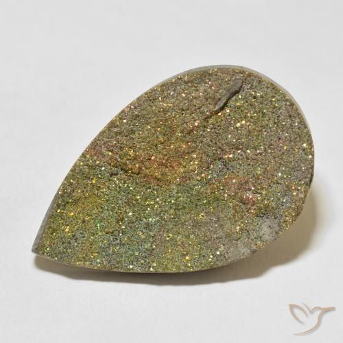 22.03ct Natural Multicolorido Pirita arco-íris, Formato de pêra, Opaco