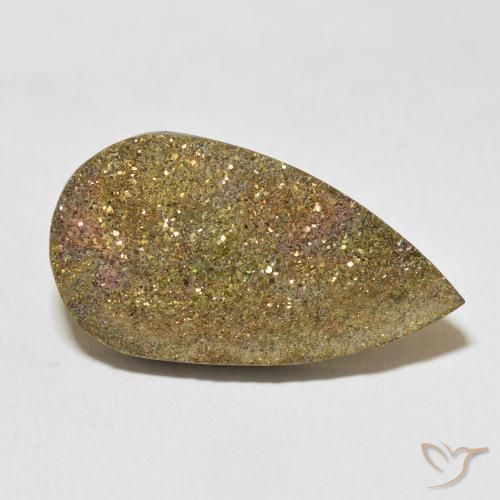 Pirita arco-íris Multicolorido Natural 17.24ct, Formato de pêra, Opaco