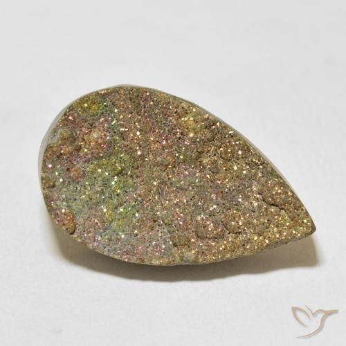 17.21ct Natural Multicolorido Pirita arco-íris, Formato de pêra, Opaco