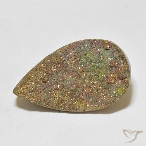 Pirita arco-íris Multicolorido Natural 17.21ct, Formato de pêra, Opaco