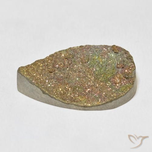 Pirita arco-íris Multicolorido Natural 17.21ct, Formato de pêra, Opaco