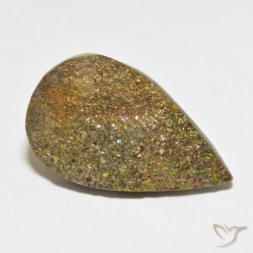 Pirita arco-íris Multicolorido Natural 18.07ct, Formato de pêra, Opaco
