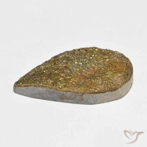 Pirita arco-íris Multicolorido Natural 18.07ct, Formato de pêra, Opaco