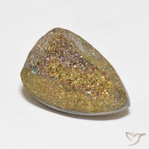 Pirita arco-íris Multicolorido Natural 13.11ct, Formato de pêra, Opaco