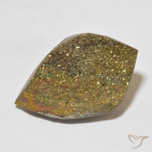 15.21ct Natural Multicolorido Pirita arco-íris, Formato de pêra, Opaco