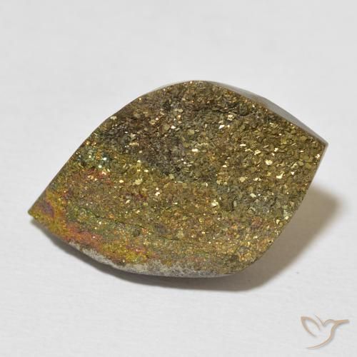 Pirita arco-íris Multicolorido Natural 15.21ct, Formato de pêra, Opaco