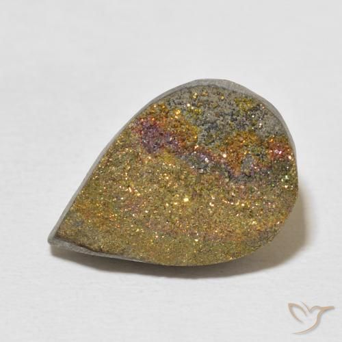 9.97ct Natural Multicolorido Pirita arco-íris, Formato de pêra, Opaco