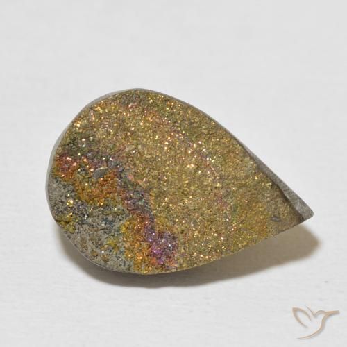 Pirita arco-íris Multicolorido Natural 9.97ct, Formato de pêra, Opaco
