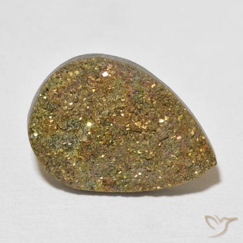8.15ct Natural Multicolorido Pirita arco-íris, Formato de pêra, Opaco