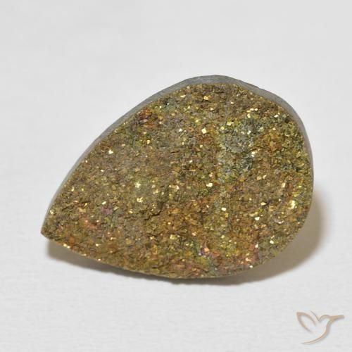 Pirita arco-íris Multicolorido Natural 8.15ct, Formato de pêra, Opaco