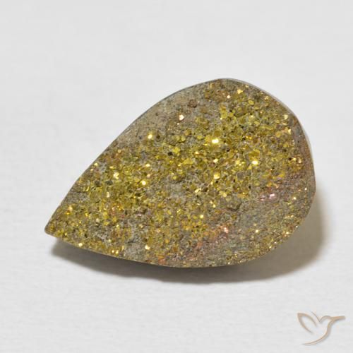 6.87ct Natural Multicolorido Pirita arco-íris, Formato de pêra, Opaco