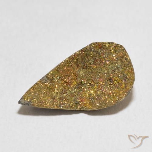 4.89ct Natural Multicolorido Pirita arco-íris, Formato de pêra, Opaco