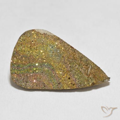 Pirita arco-íris Multicolorido Natural 18.56ct, Formato de pêra, Opaco