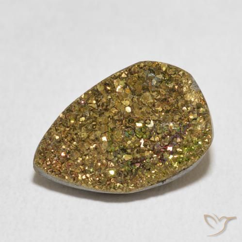 5.82ct Natural Multicolorido Pirita arco-íris, Formato de pêra, Opaco
