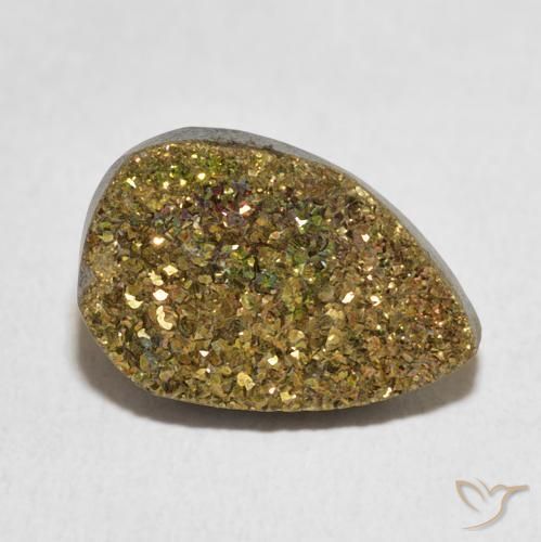 Pirita arco-íris Multicolorido Natural 5.82ct, Formato de pêra, Opaco