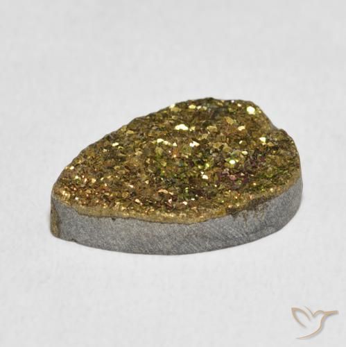 Pirita arco-íris Multicolorido Natural 5.82ct, Formato de pêra, Opaco