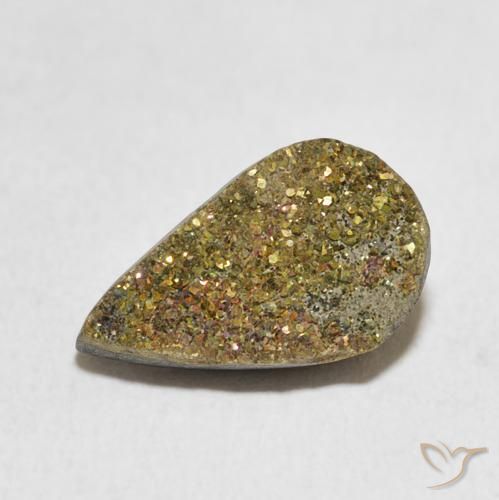 4.66ct Natural Multicolorido Pirita arco-íris, Formato de pêra, Opaco