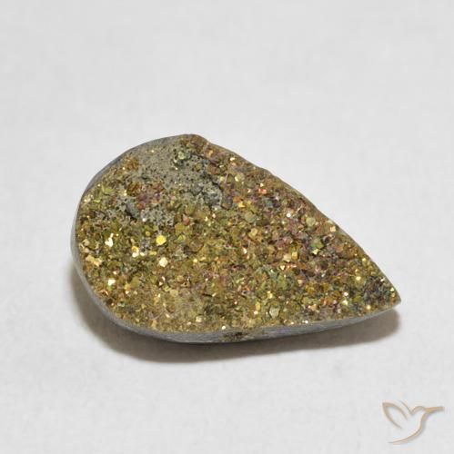 Pirita arco-íris Multicolorido Natural 4.66ct, Formato de pêra, Opaco