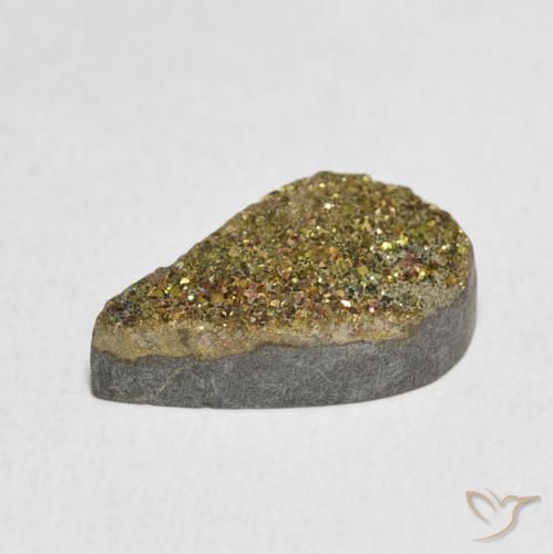 Pirita arco-íris Multicolorido Natural 4.66ct, Formato de pêra, Opaco