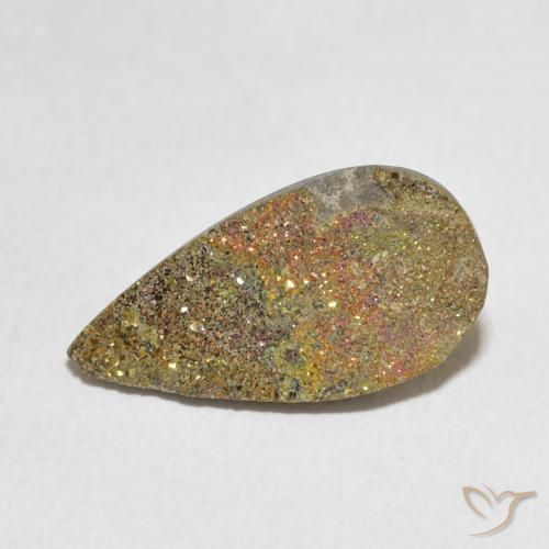 4.55ct Natural Multicolorido Pirita arco-íris, Formato de pêra, Opaco