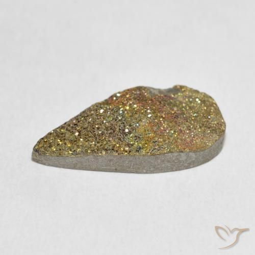 Pirita arco-íris Multicolorido Natural 4.55ct, Formato de pêra, Opaco