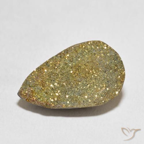 9.12ct Natural Multicolorido Pirita arco-íris, Formato de pêra, Opaco