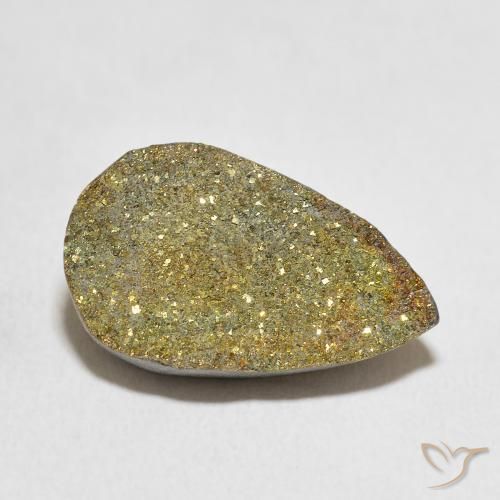 Pirita arco-íris Multicolorido Natural 9.12ct, Formato de pêra, Opaco