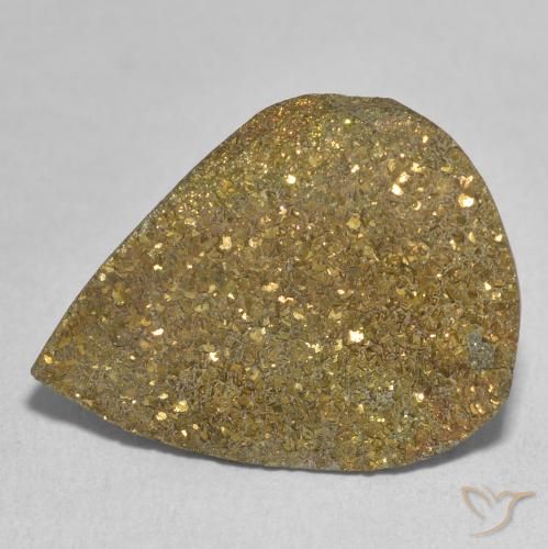 13.48ct Natural Multicolorido Pirita arco-íris, Formato de pêra, Opaco