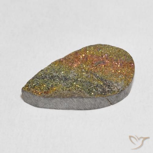 Pirita arco-íris Multicolorido Natural 6.04ct, Formato de pêra, Opaco
