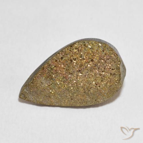 4.75ct Natural Multicolorido Pirita arco-íris, Formato de pêra, Opaco