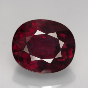 Granada rodolita vermelho natural 13,09ct, corte oval, VS