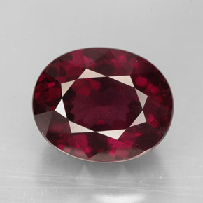 Granada rodolita vermelho natural 11,48ct, corte oval, VVS-VS