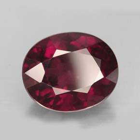 Granada rodolita vermelho natural 11,48ct, corte oval, VVS-VS