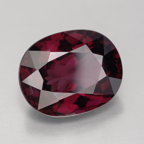 Granada rodolita vermelho natural 8,35ct, corte oval, VS