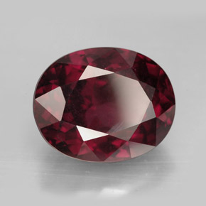 Granada rodolita vermelho natural 13,17ct, corte oval, VS