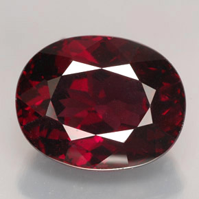 Granada rodolita vermelho natural 9,79ct, corte oval, VS-SI