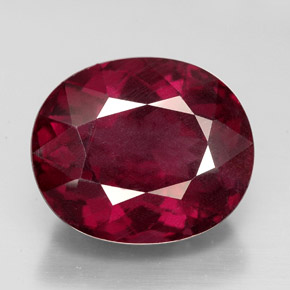 Granada rodolita vermelho natural 10,37ct, corte oval, VS
