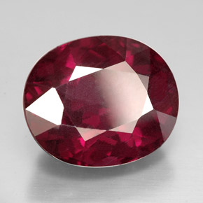 Granada rodolita vermelho natural 10,37ct, corte oval, VS