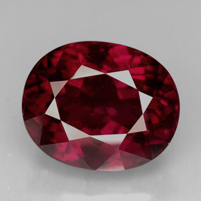 Granada rodolita vermelho natural 11,60ct, corte oval, VS