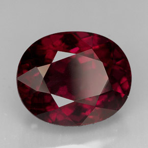 Granada rodolita vermelho natural 11,60ct, corte oval, VS