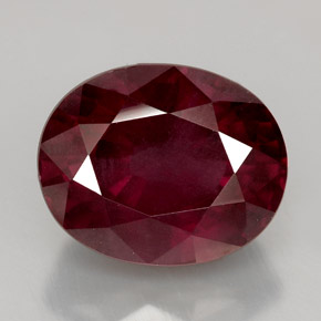 Granada rodolita vermelho natural 11,47ct, corte oval, VS-SI