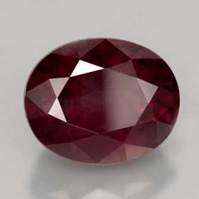 Granada rodolita vermelho natural 11,47ct, corte oval, VS-SI