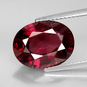 Granada rodolita vermelho rosado natural 7,08ct, corte oval, VS