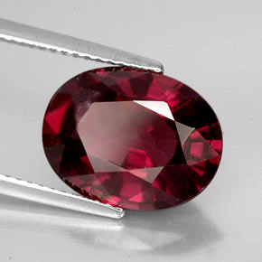 Granada rodolita vermelho rosado natural 7,08ct, corte oval, VS