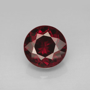 Granada rodolita vermelho natural 6,59ct, corte redondo, VS