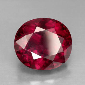 Granada rodolita vermelho natural 7,06ct, corte oval, VS