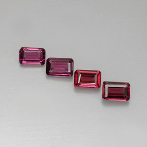 Pedras preciosas de granada rodolita rosa natural de 3,39 ct, corte esmeralda, VVS-VS